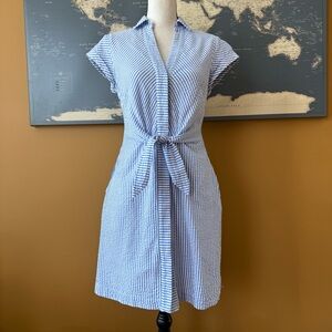 Vineyard Vines Women’s Blue & White Seersucker Tie Front Dress Size 2